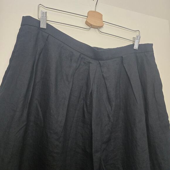 NEW Anthropologie 100% Linen Pleated Culotte Trousers Size XL Black NWT Wide Leg - Picture 6 of 10